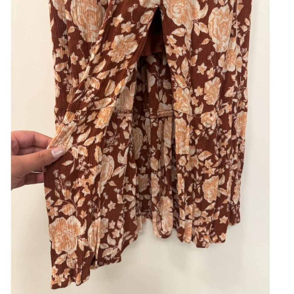 Abercrombie & Fitch | Brown Floral Cottage Peasant Smocked Midi Dress Medium - Picture 6 of 8